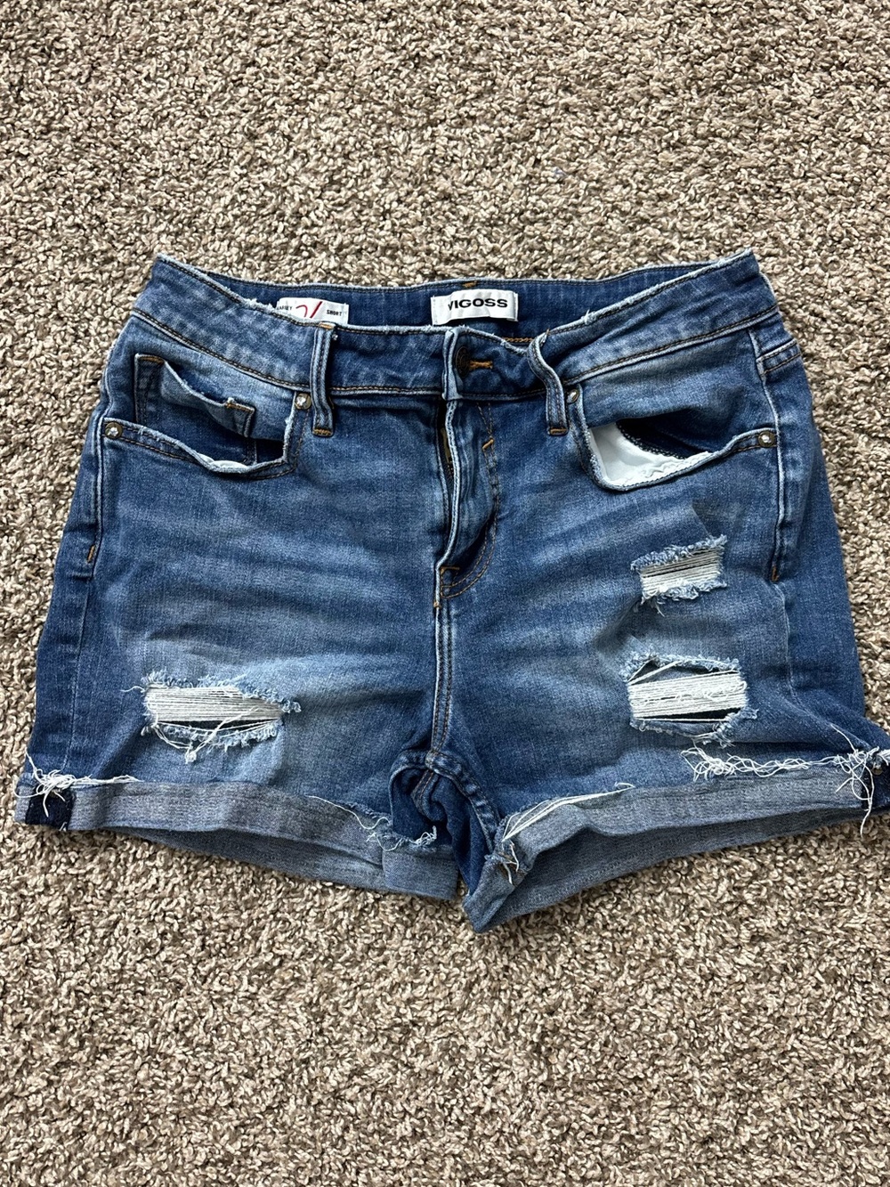 Vigoss Marley Short Distressed Blue Denim Jean Shorts Woman Size 28